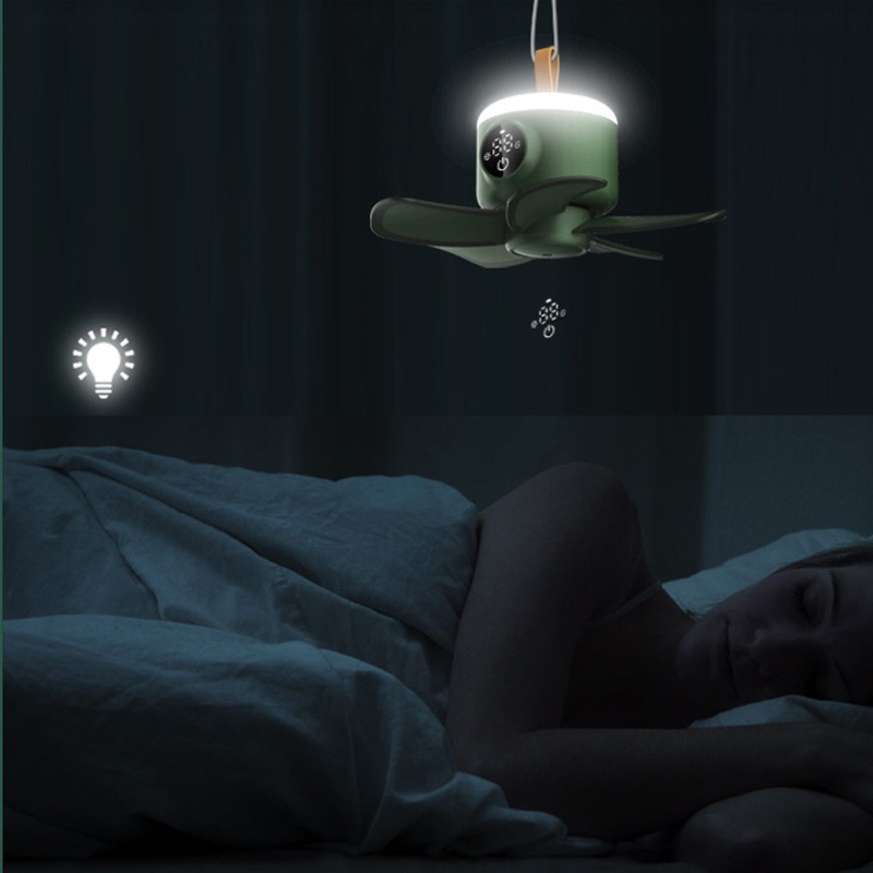 Quạt Trần 4 Cánh 8000mAh Có Đèn LED Điều Khiển Từ Xa Cho Cắm Trại