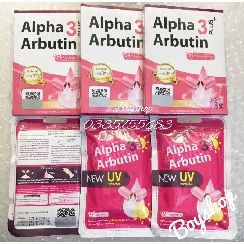 ☘Viên kích trắng Alpha Arbutin 3 Plus New UV hàng chuẩn có tem cào check code