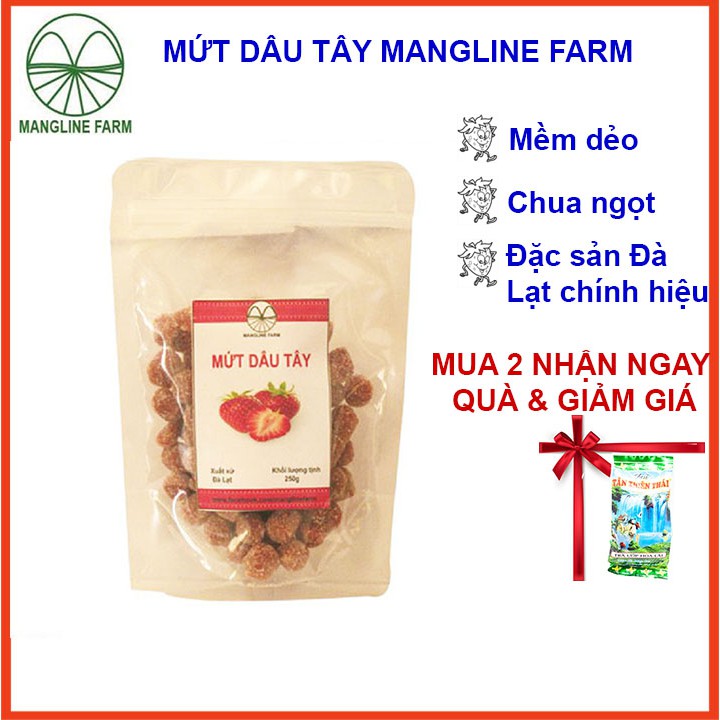 Mứt dâu tây Mangline Farm 100g, Đặc sản Đà Lạt,  Đồ ăn vặt ngon ngọt mềm dẻo ăn là ghiền