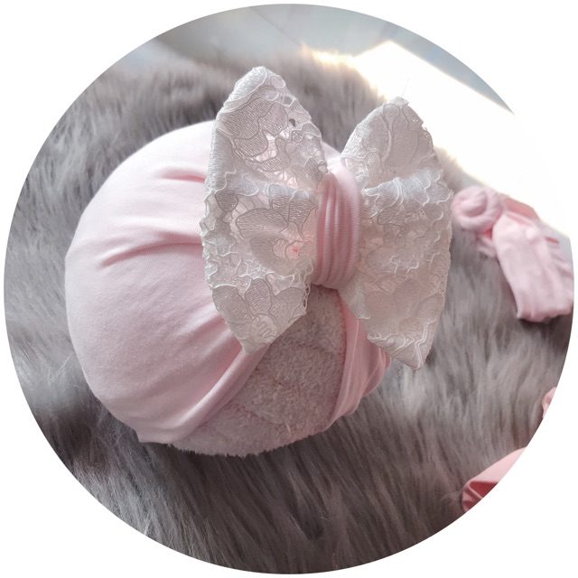 mũ turban đínhnơ ren baby (5-10kg)