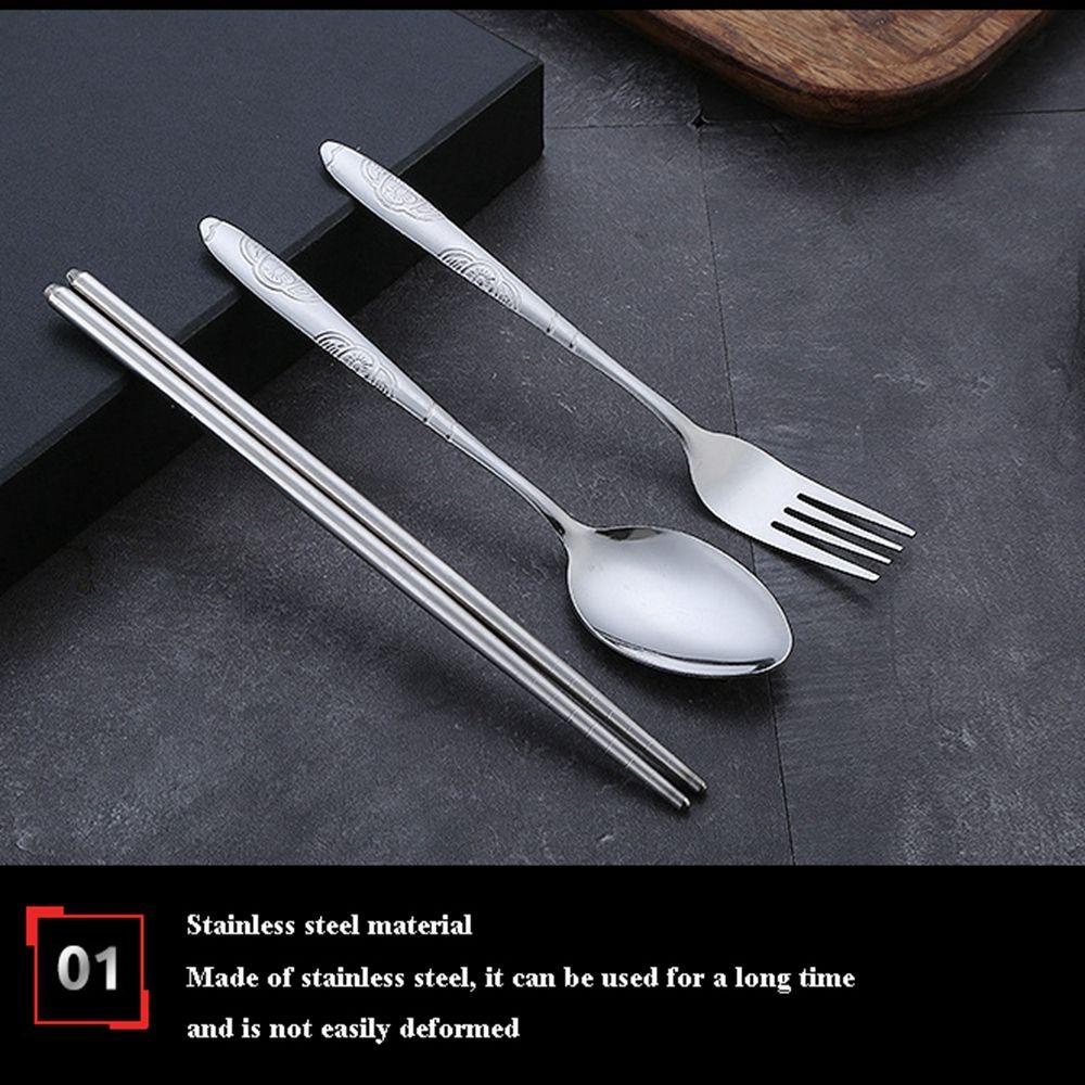 Bộ Dụng Cụ Ăn 3 Món Bằng Thép Không Gỉ Chất Lượng Cao