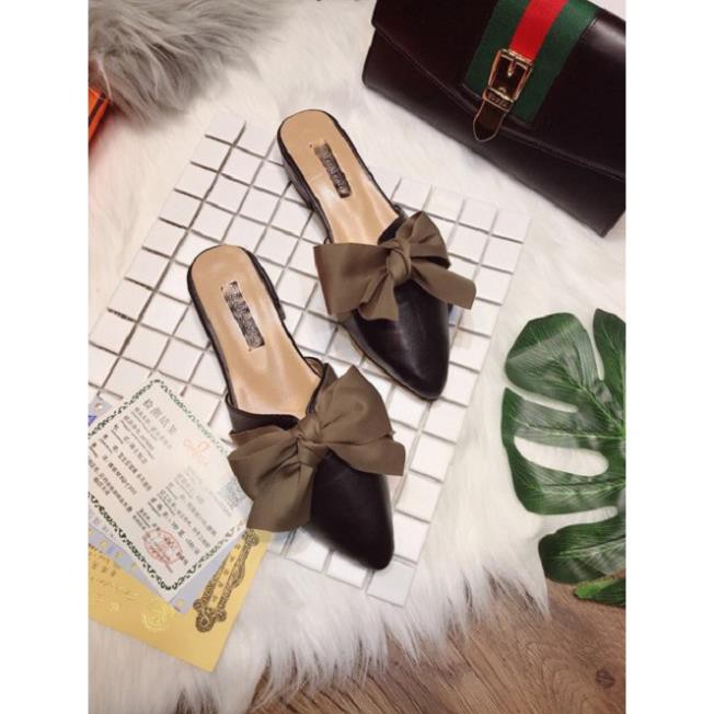 Giày nữ, sục nữ thắt lơ lụa mềm cao 3 cm | BigBuy360 - bigbuy360.vn