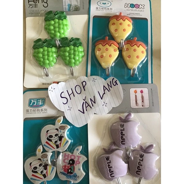 Vỉ 3 Móc dán tường treo đồ siêu dễ thương, chịu lực tốt