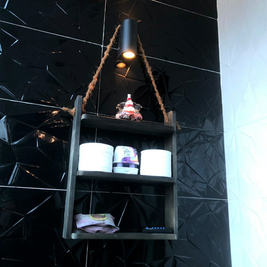 Kệ handmade gỗ kết hợp dây thừng - kệ decor để đồ nhà tắm HPKTT 14