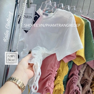 Áo kiểu NỮ chất thun tăm cổ lệch rút dây 2 bên ,áo thun kiểu rút dây ôm body AT47 - phamtrangredep shop