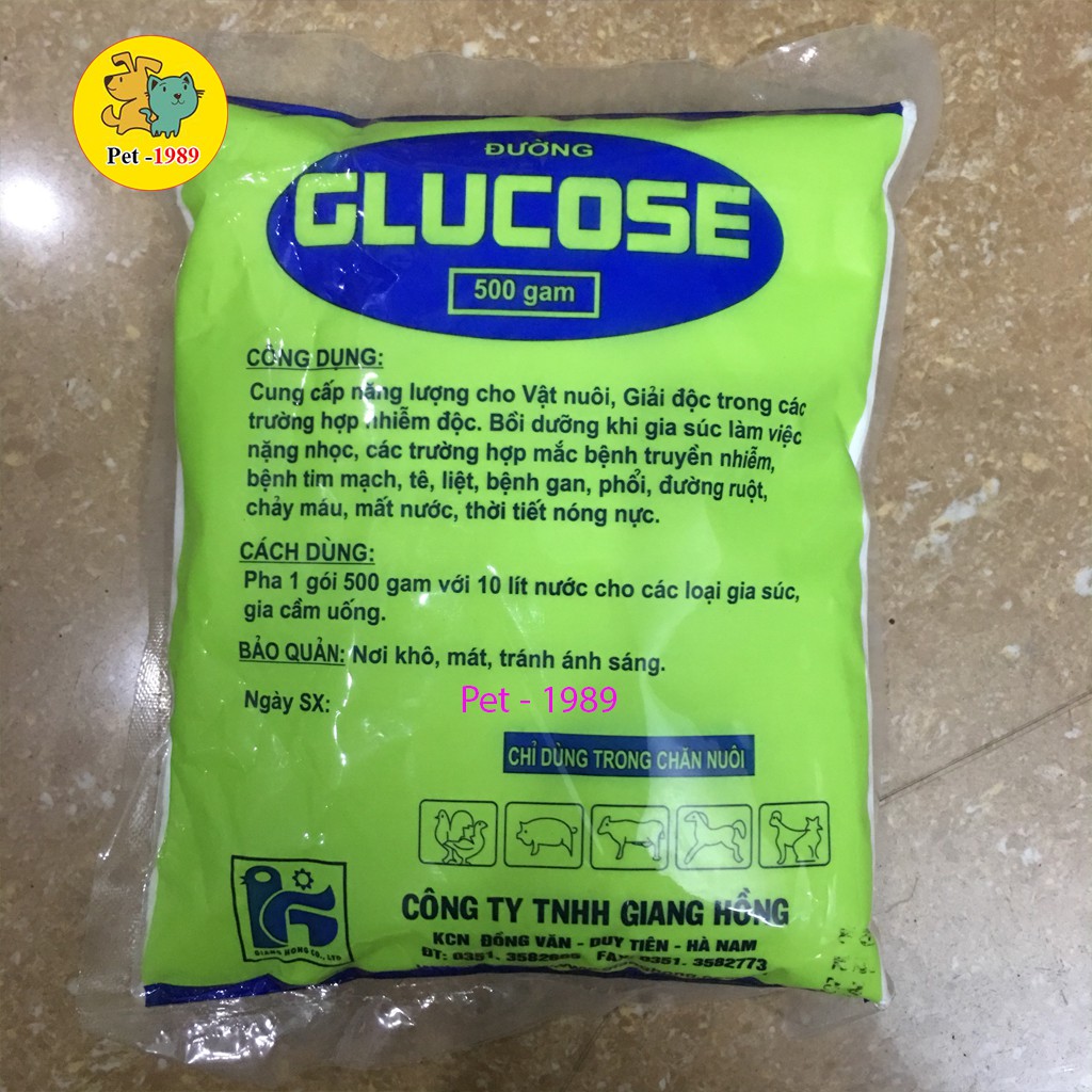 Đường Glucose 500g. Giải độc, bồi dưỡng sức khỏe cho gia cầm &amp; vật nuôi. Pet-1989