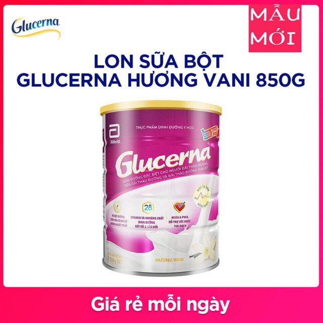 CAM KẾT CHÍNH HÃNG [MẪU MỚI] Sữa dinh dưỡng ABBOTT GLUCERNA dành cho người đái tháo đường - 850g