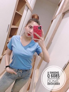 Áo thum cổ tim chât đẹp kèm clip