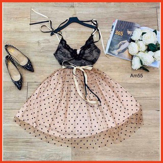 Đầm bi lưới 2 dây 💖 (hàng đẹp)