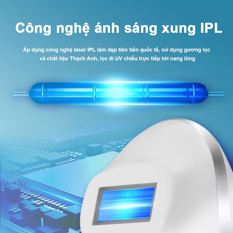 Thiết bị triệt lông bằng Laser xung IPL - Triệt lông mép, nách, vùng kín và toàn thân không đau tại nhà - Máy triệt lông