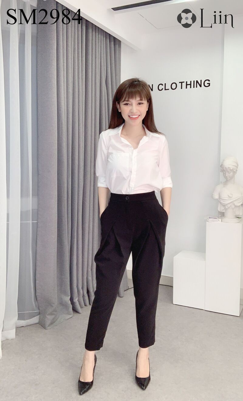 Áo Sơ Mi Trắng Basic form công sở thời trang, thanh lịch Liin Clothing SM2984