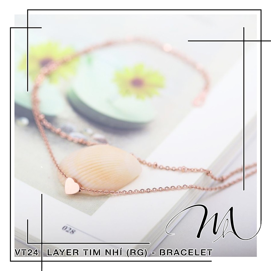 Lắc chân nữ Titan dây đôi hình trái tim nhỏ xinh xắn - Măng’s House LC10