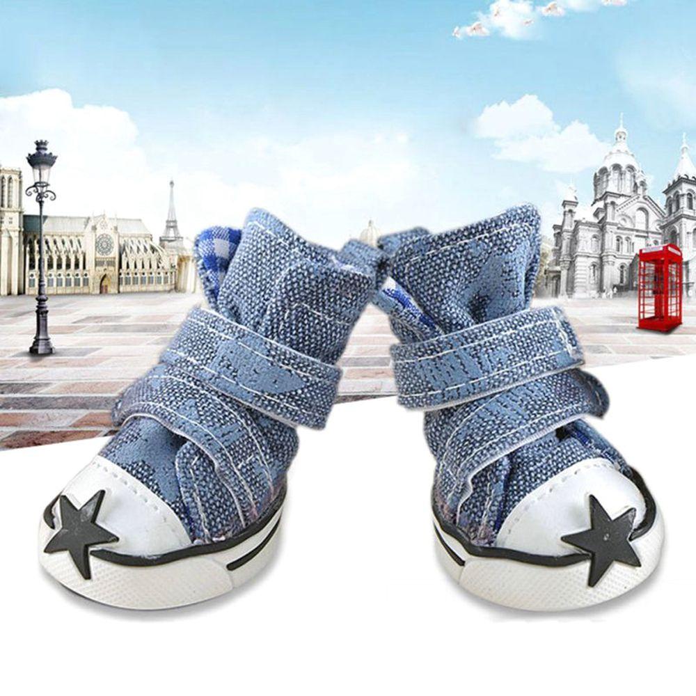 JARRED Set 4 Đôi Giày Denim Chống Trượt Cho Thú Cưng