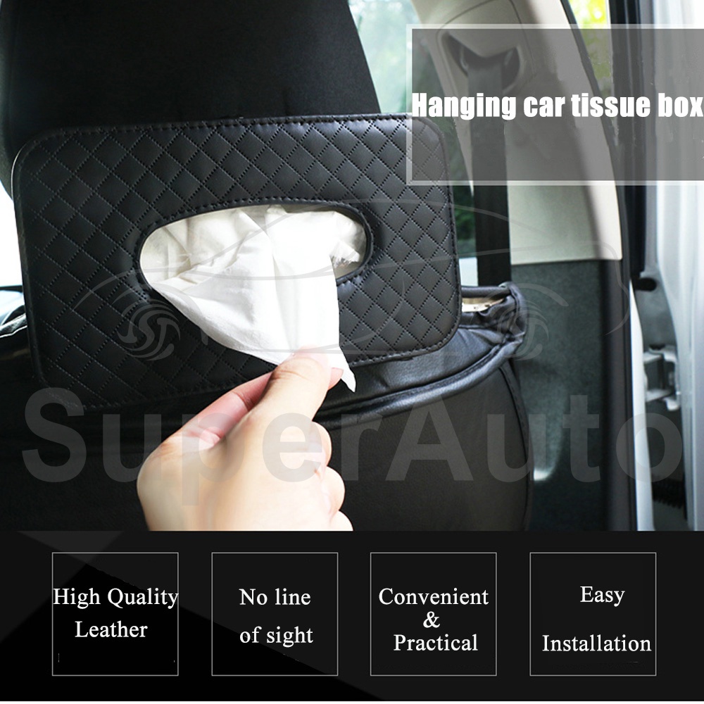 SuperAuto Hộp Đựng Khăn Giấy Bằng Da Gắn Tấm Chắn Nắng Xe Hơi Phụ KiệN Ô Tô