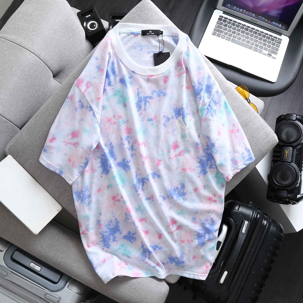 SALE BIGSIZE - Áo thun cotton vải loang màu hỗn hợp in lụa NY nam bigsize &lt; 120kg mặc đẹp