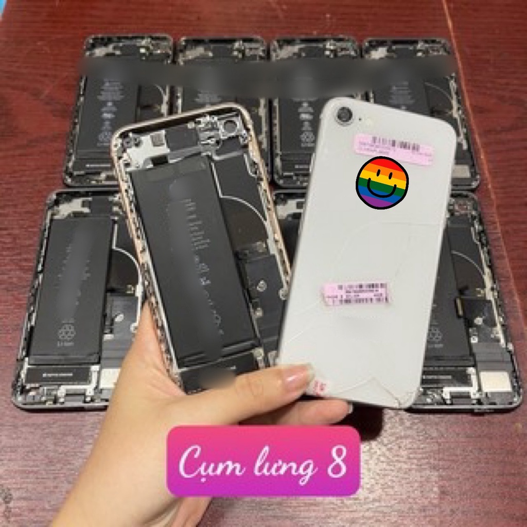 Cụm vỏ lưng IP8 zin tháo máy có linh kiện,lưng bể