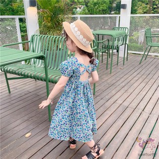 Đầm hoa hở lưng cho bé gái