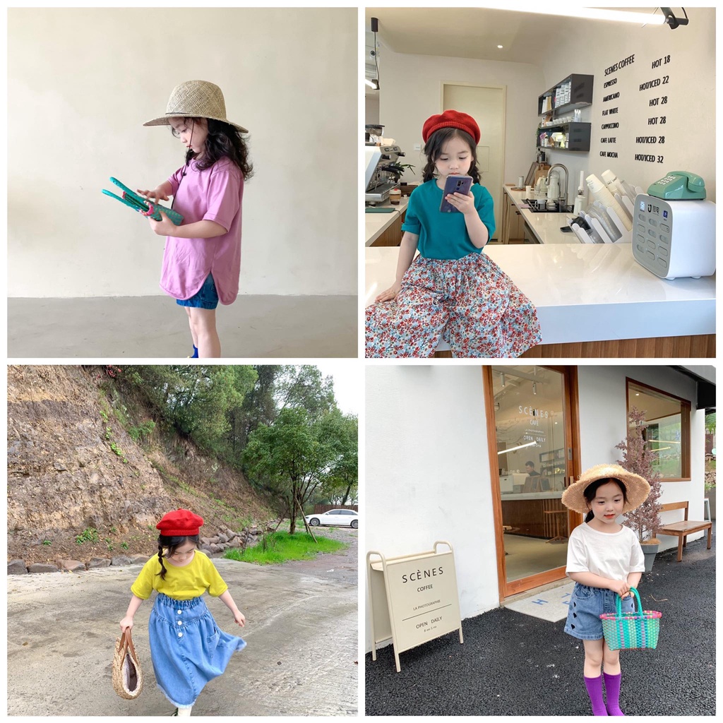 Áo Phông Cộc Tay Vạt Tròn Cho Bé Gái Shop Quần Áo Trẻ Em Phong Cách Hàn Quốc Moy Kids