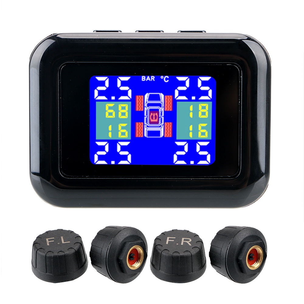 Hệ thống báo động áp suất lốp xe hơi 4 cảm biến ngoài TPMS màn hình LCD