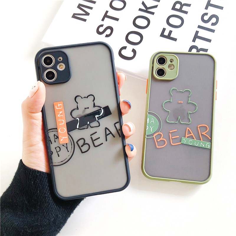 Ốp lưng iphone Young Bear nhám viền nổi cong 5/5s/6/6plus/6s/6splus/7/7plus/8/8plus/x/xr/xs/11/12/pro/max/plus/promax | BigBuy360 - bigbuy360.vn