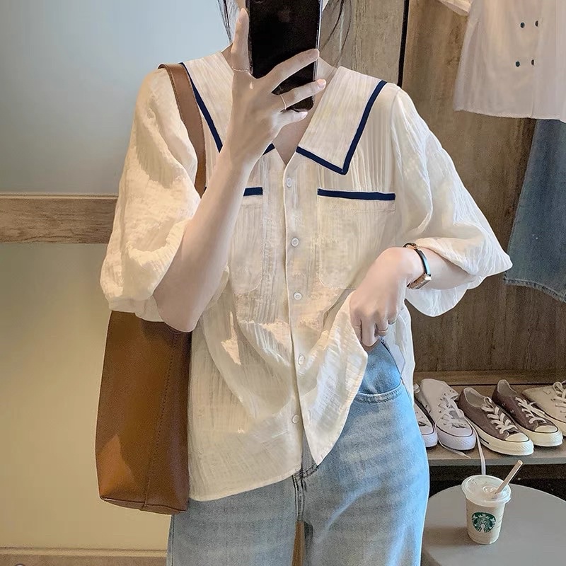 Áo kiểu viền bigsize 55-90kg (hàng qc)