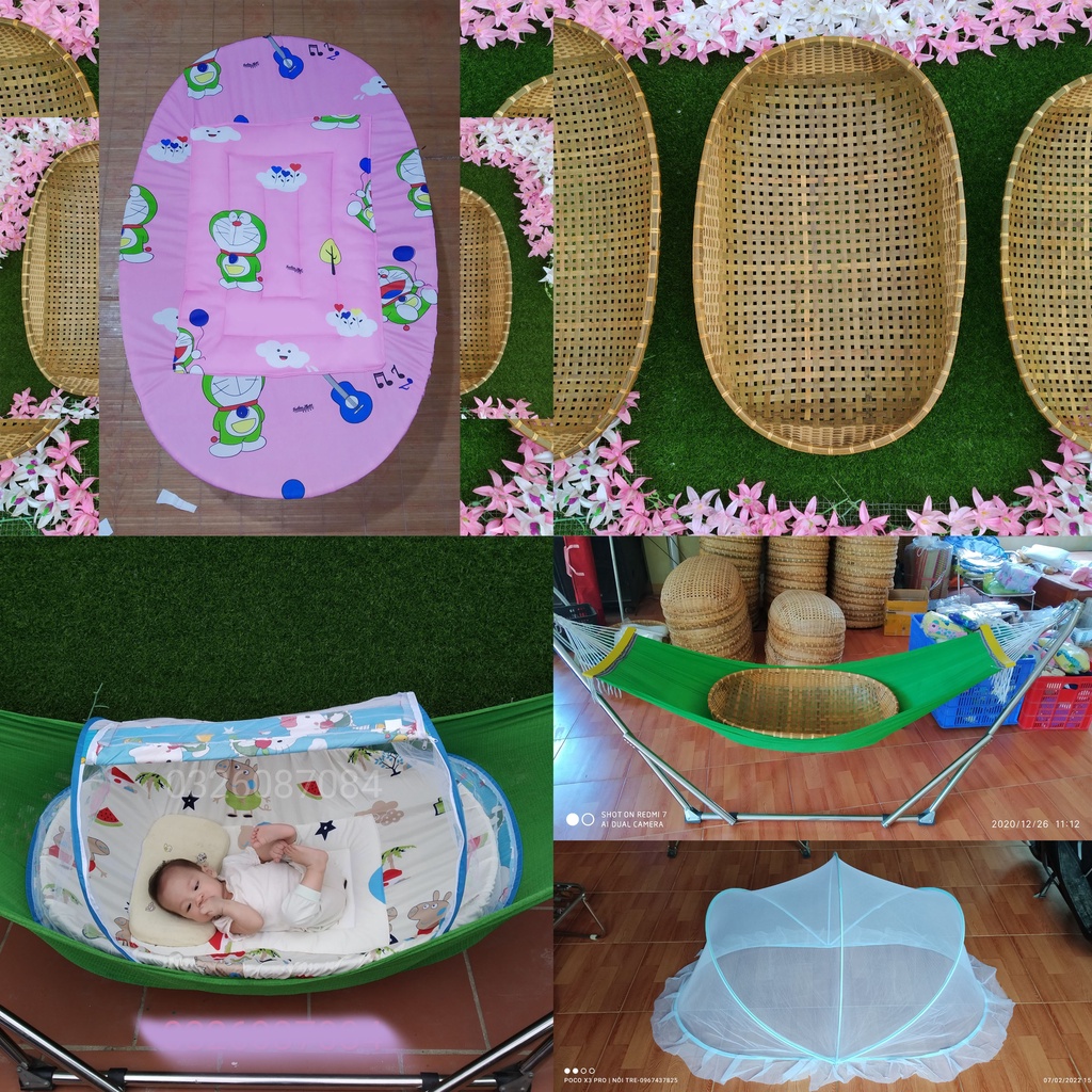 Bộ nôi tre nằm võng đủ size và phụ kiện