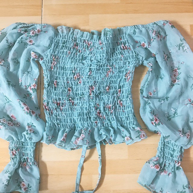 [Nhiều màu] ÁO HOA VOAN RÚT DÂY TAY DÀI (hàng thiết kế) | BigBuy360 - bigbuy360.vn