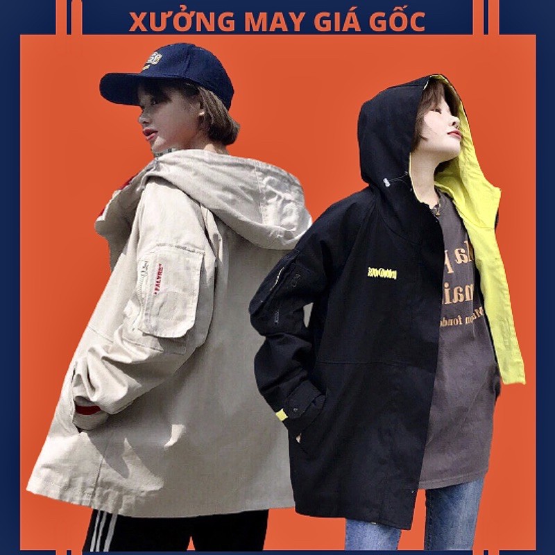 🎆𝐇𝐎𝐓𝐓𝐑𝐄𝐍𝐃🎆 056 Áo Khoác Kaki Hàng 2 Lơp Thêu Chữ Phối 2 Màu