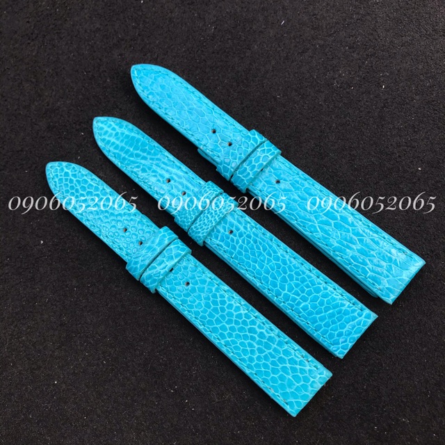 DÂY ĐỒNG HỒ DA ĐÀ DIỂU MÀU XANH NGỌC các size từ 10mm- 20mm