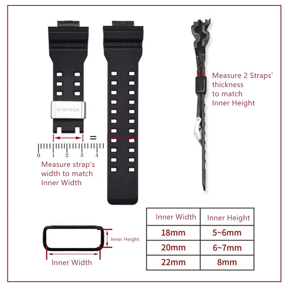 Khóa gài thép không gỉ 18mm 20mm 22mm cao cấp cho đồng hồ Casio G-SHOCK GA-110 GD-100 GG-1000 DW-5600 G-1000G