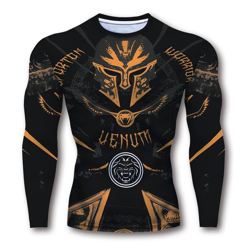 Áo thun thể thao HUQISHA tay dài in nhiều hoa văn chất liệu nhanh khô cho nam