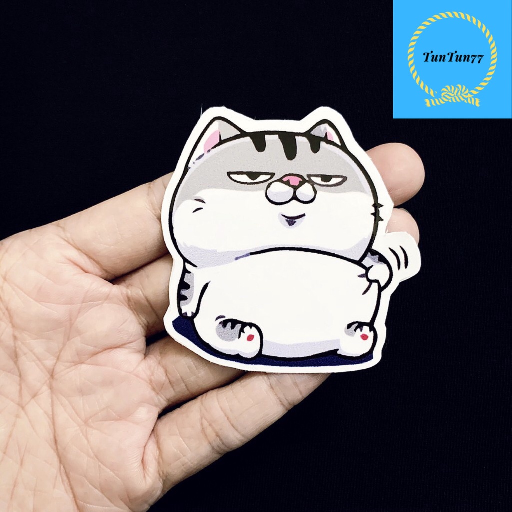 Bộ sticker dán cao cấp mèo Ami bụng bự siêu cute dùng dán xe, dán mũ bảo hiểm, vali, tủ lạnh,...