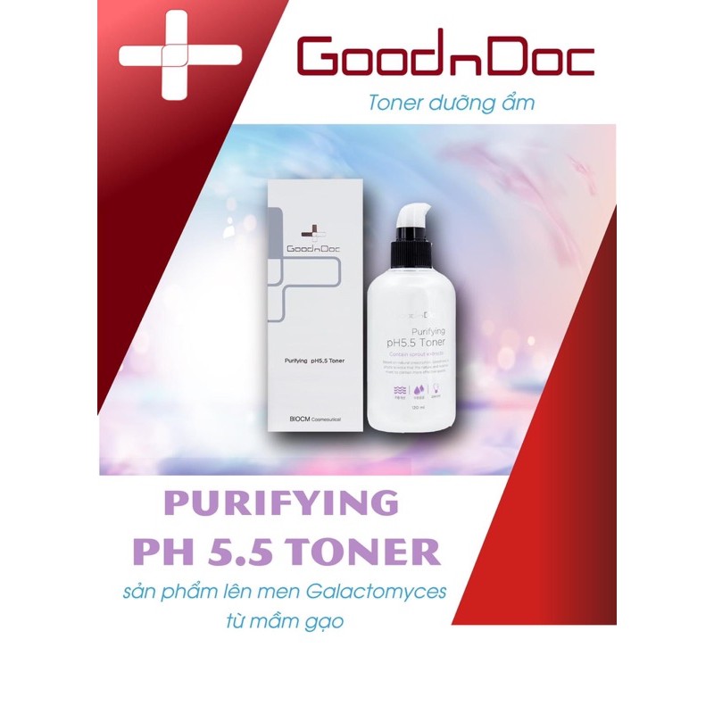 Nước hoa hồng dưỡng trắng da Goodndoc Purifying pH 5.5 Toner (Chai 120ml)