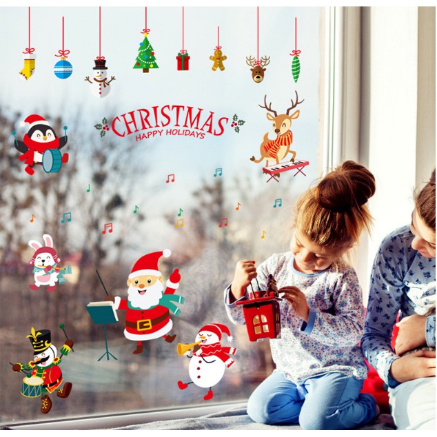 Decal trang trí Noel - Ông già Noel hợp tấu cùng các bạn