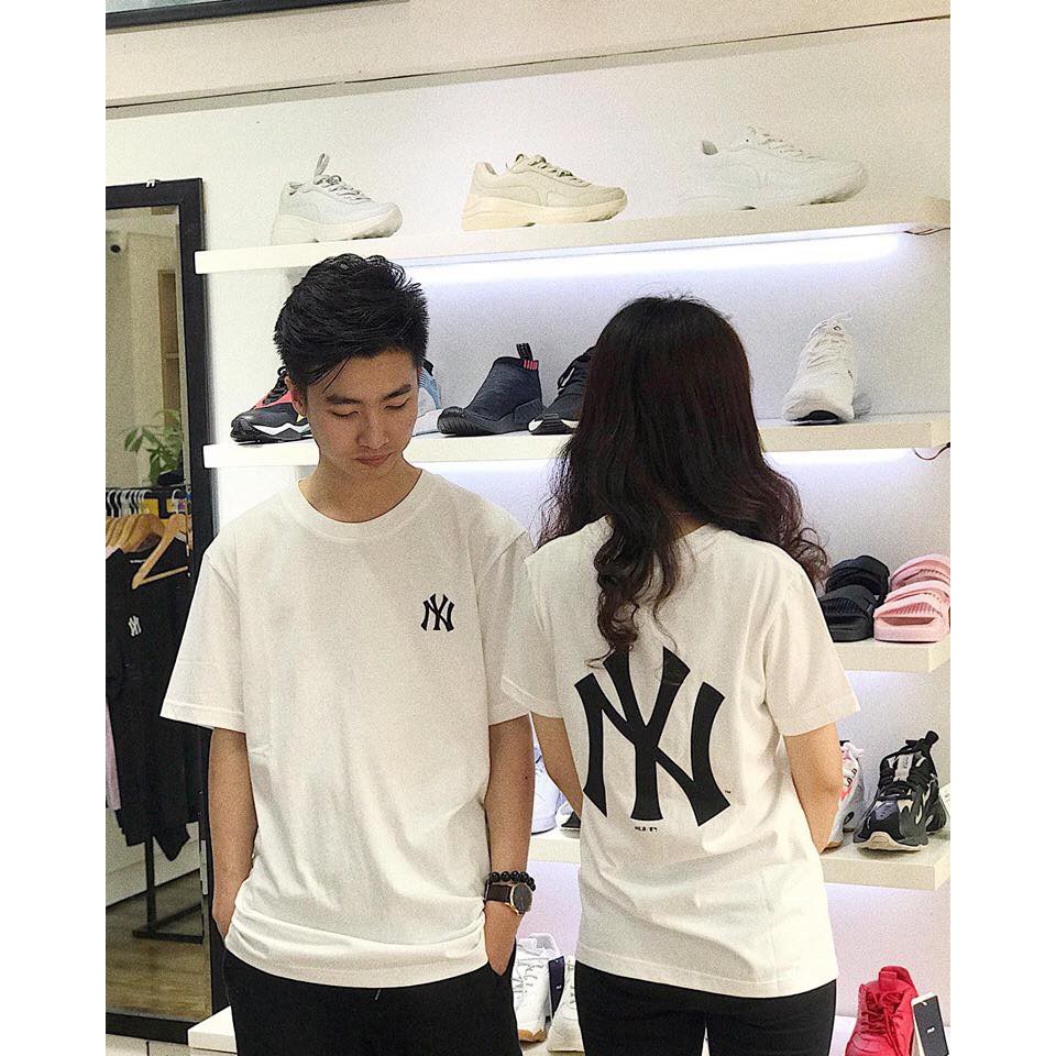 Áo thun oversize unisex NY trắng đen form rộng tay lỡ ulzzang cặp đôi Hàn Quốc