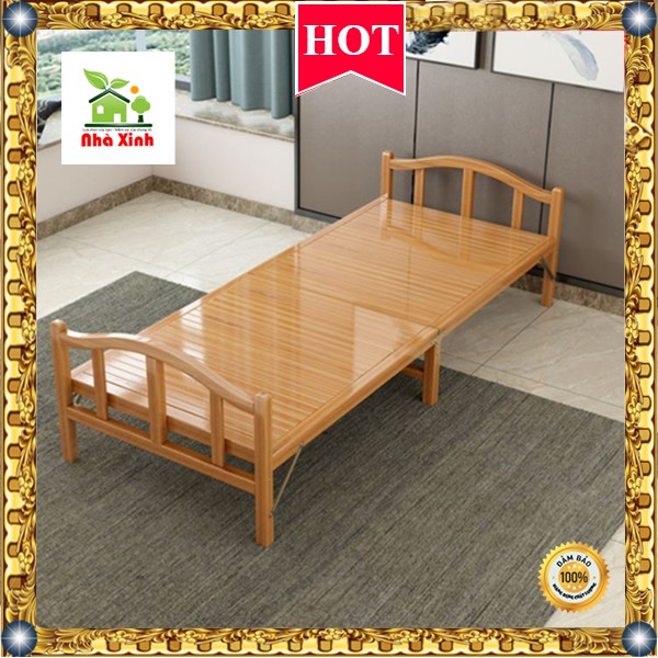 Giường tre gấp gọn nằm thư giãn  siêu đẹp KT : 195 x 80 cm ( Vàng Đậm, Vàng Kem )