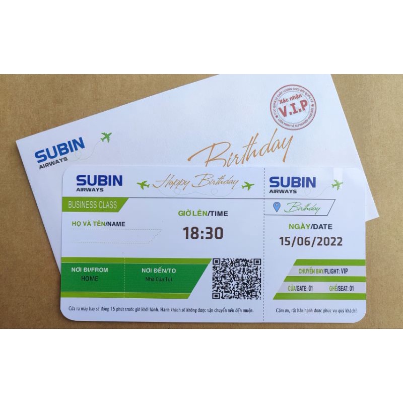 Thiệp sinh nhật kiểu vé máy bay no.02