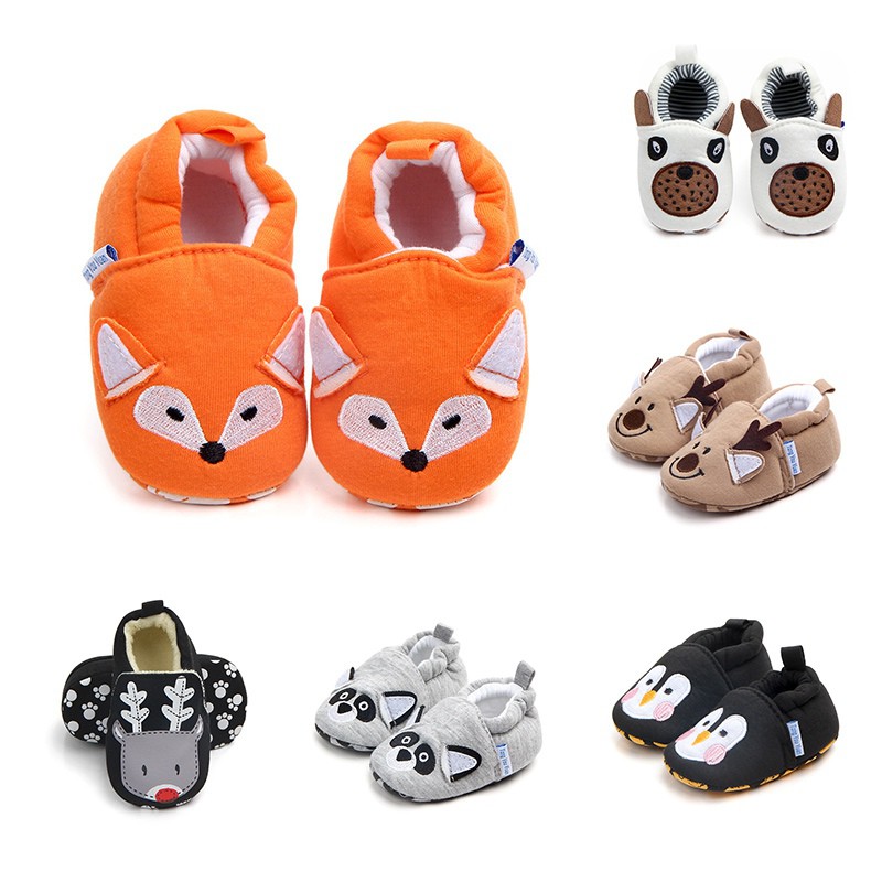0-18 Months giày búp bê Giày vải cotton hình động vật cho bé Cartoon Boys Girls First Walker Shoes