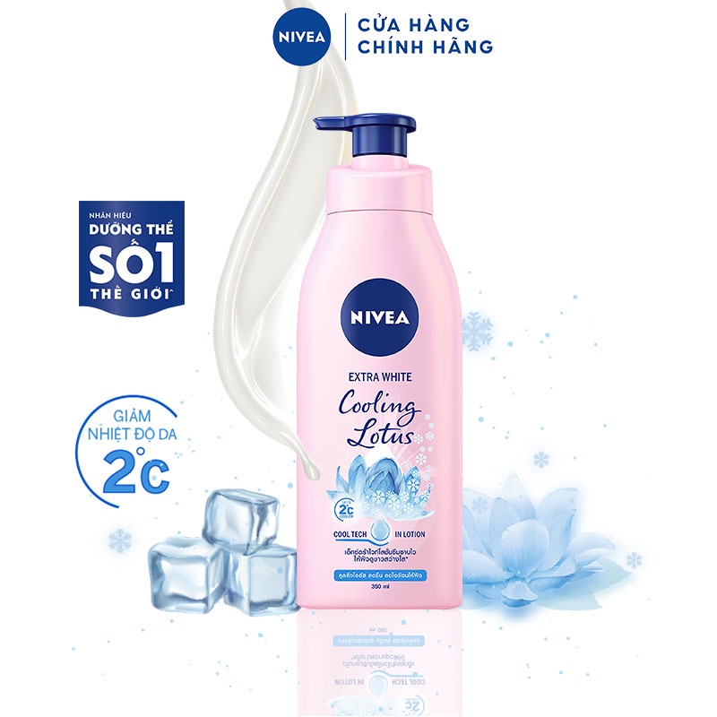 Bộ đôi dưỡng thể NIVEA  giúp da mềm mượt &amp; nâng tone sau 5 ngày Cooling Lotus 350ML