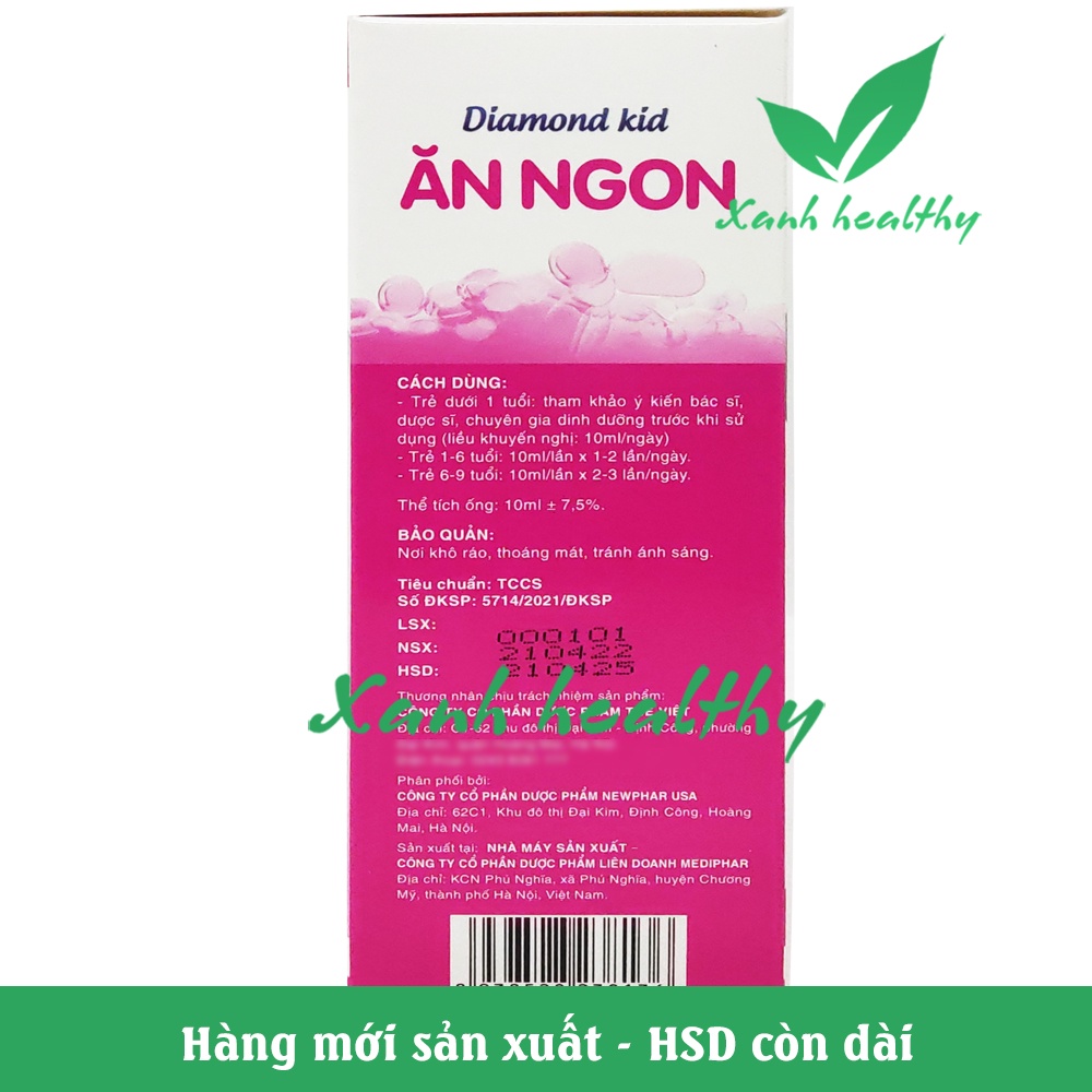 Siro giúp bé ăn ngon, giảm biếng ăn hiệu quả - Ăn Ngon Diamond kid - bổ sung DHA, kẽm, taurin, vitamin, yến sào