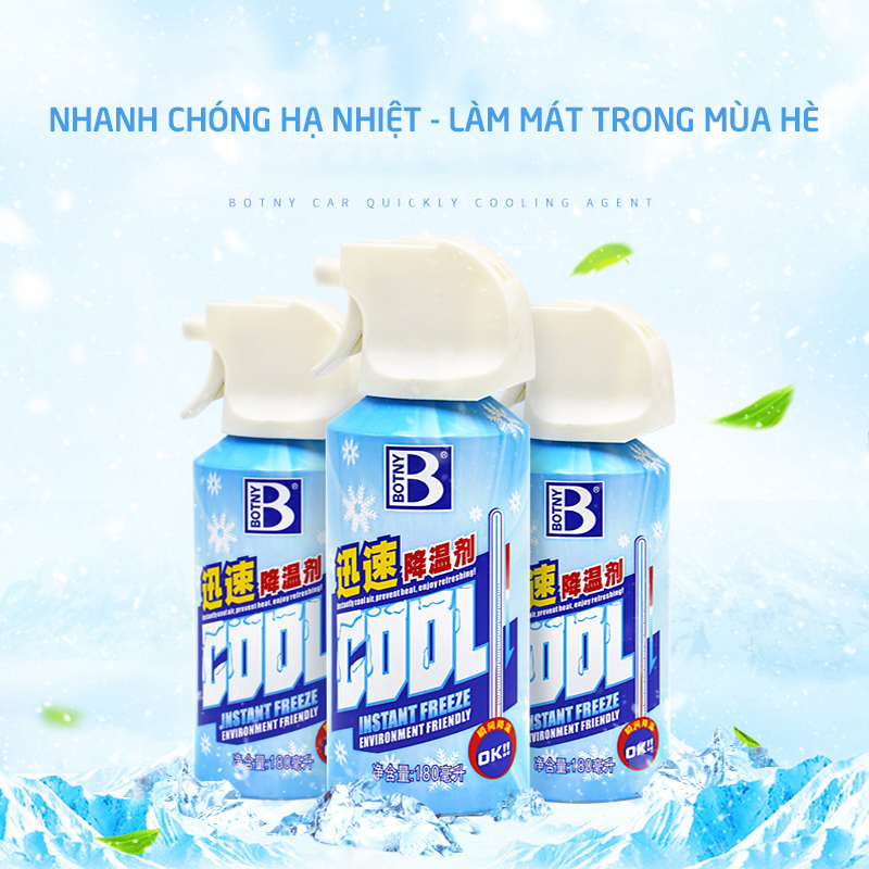 BOTNY COOL instant freeze 180ml,Bình xịt làm lạnh cực nhanh  , chai xịt làm mát nội thất xe hơi,loại bỏ mùi hôi-B-1898