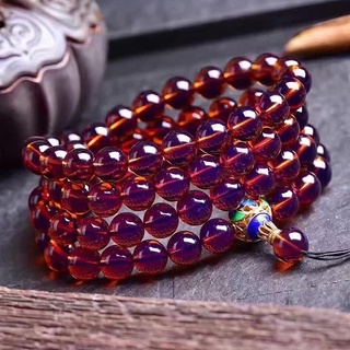 Vòng tay chuỗi 108 hạt đá hổ phách tự nhiên