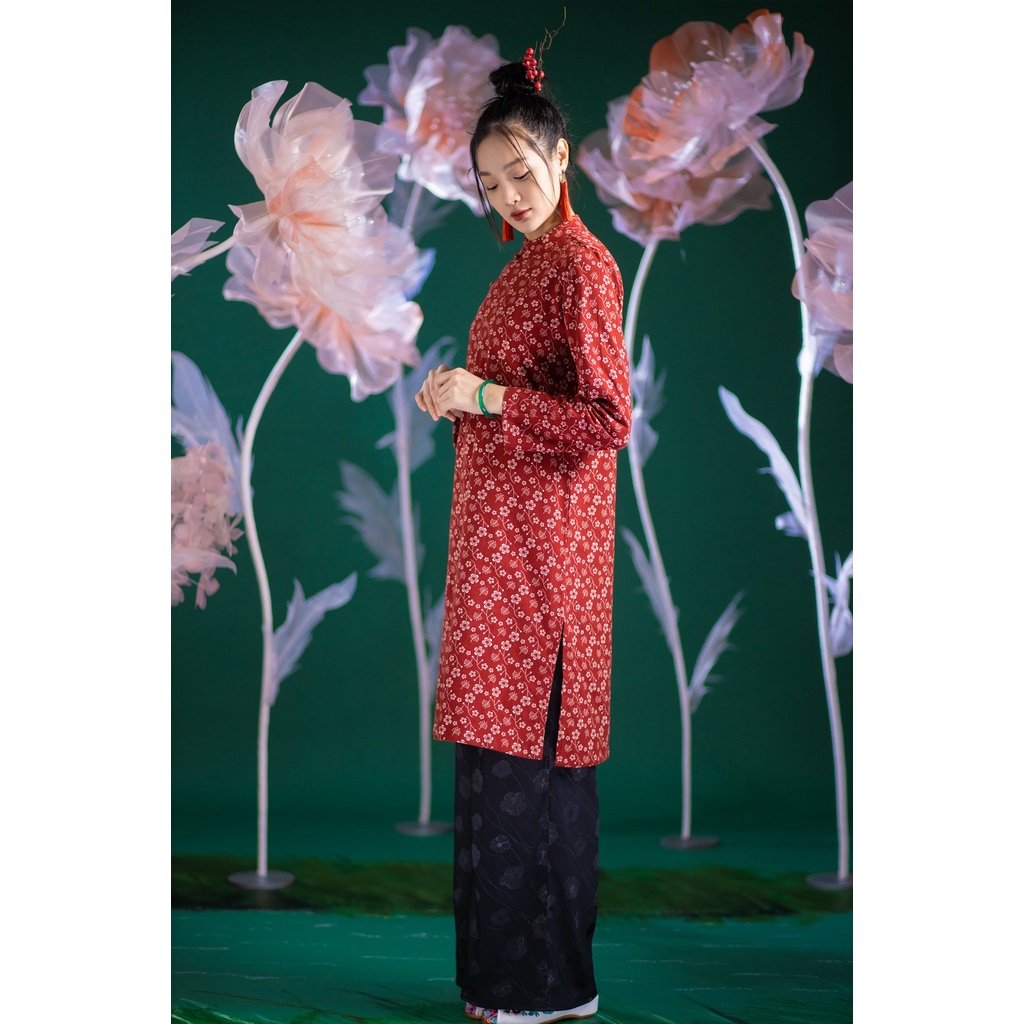 Áo Dài Cà Bông - Họa Tiết Hoa Nhí - Vải B6 - Form Suông Rộng by Mộc AD222