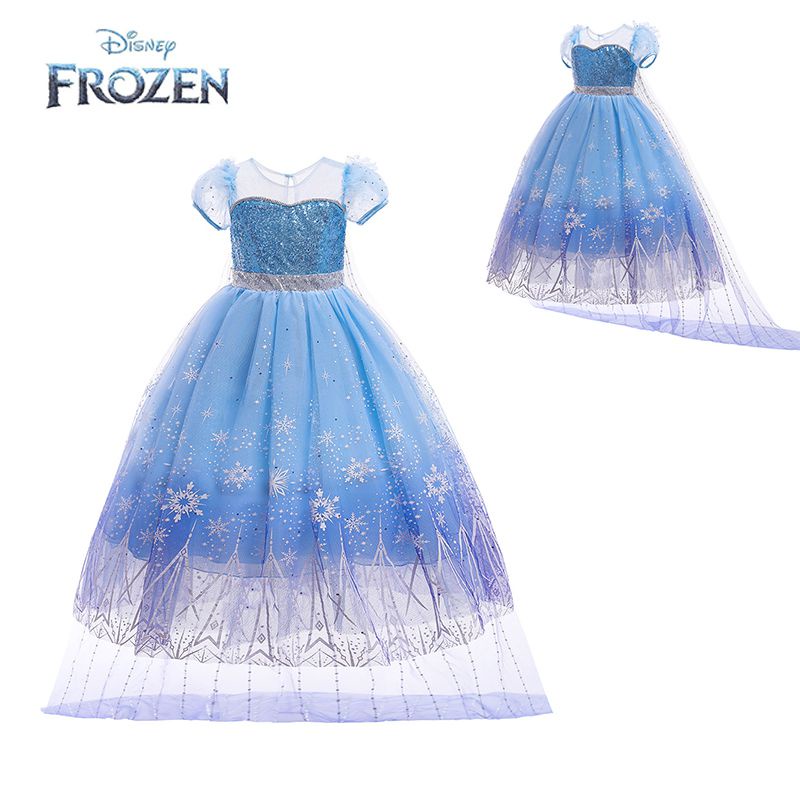 Đầm lưới đính kim sa lấp lánh cosplay công chúa Frozen Elsa bữa tiệc mùa hè Halloween Christmas cho bé gái 2-10 tuổi