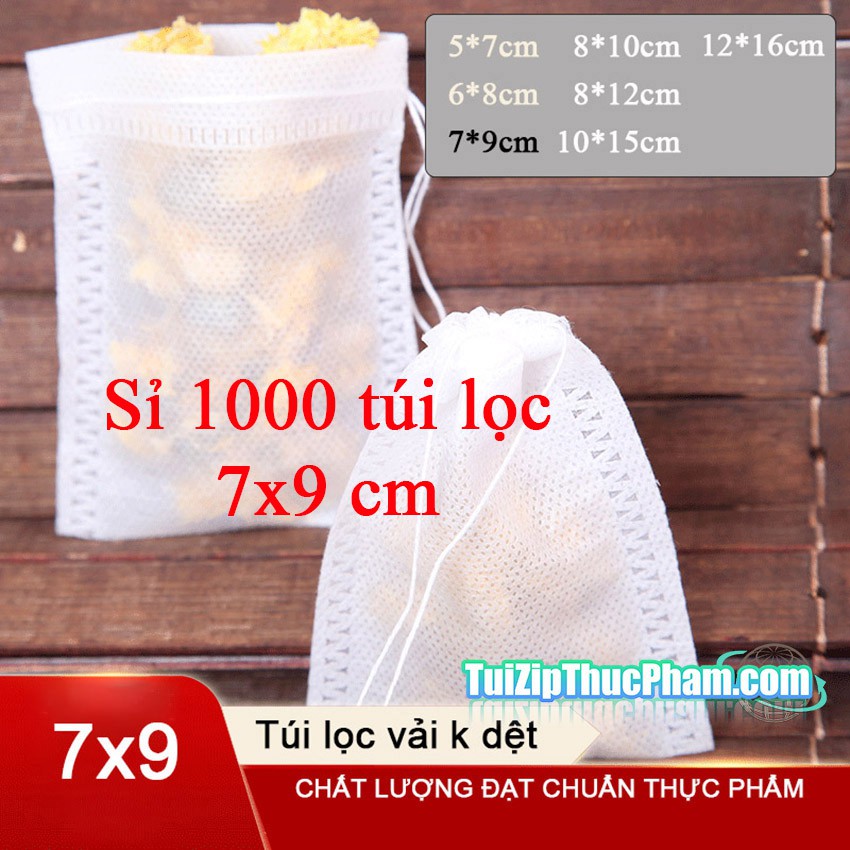 1000 Túi lọc trà dây rút size 7 x 9cm chất liệu vải không dệt chuẩn thực phẩm bán sỉ giá xưởng