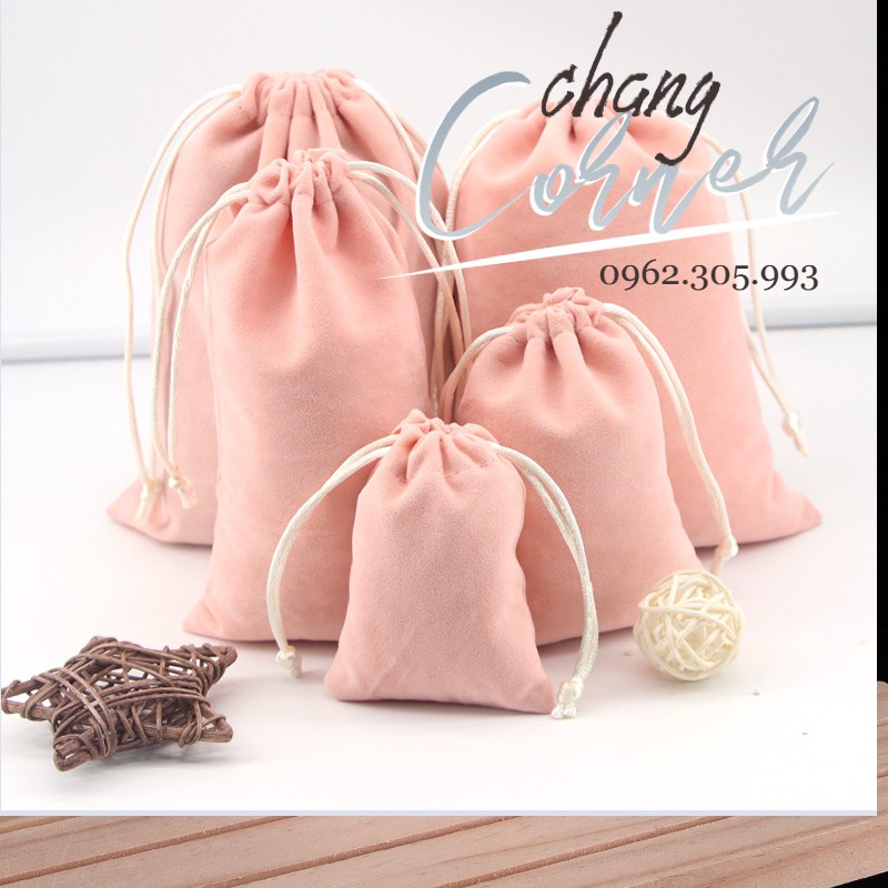 Túi vải rút vải nhung 13*18cm đựng quà tặng, trà, trang sức, mỹ phẩm