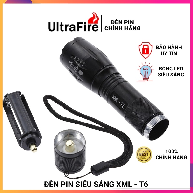 Đèn pin mini siêu sáng - Đèn pin siêu sáng Ultrafire Xml T6 chiếu xa chống thumbnail