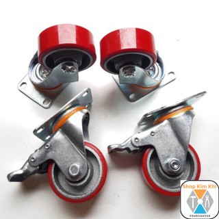 Bộ 4 bánh xe đẩy lõi gang đúc đặc siêu bền 75x50mm