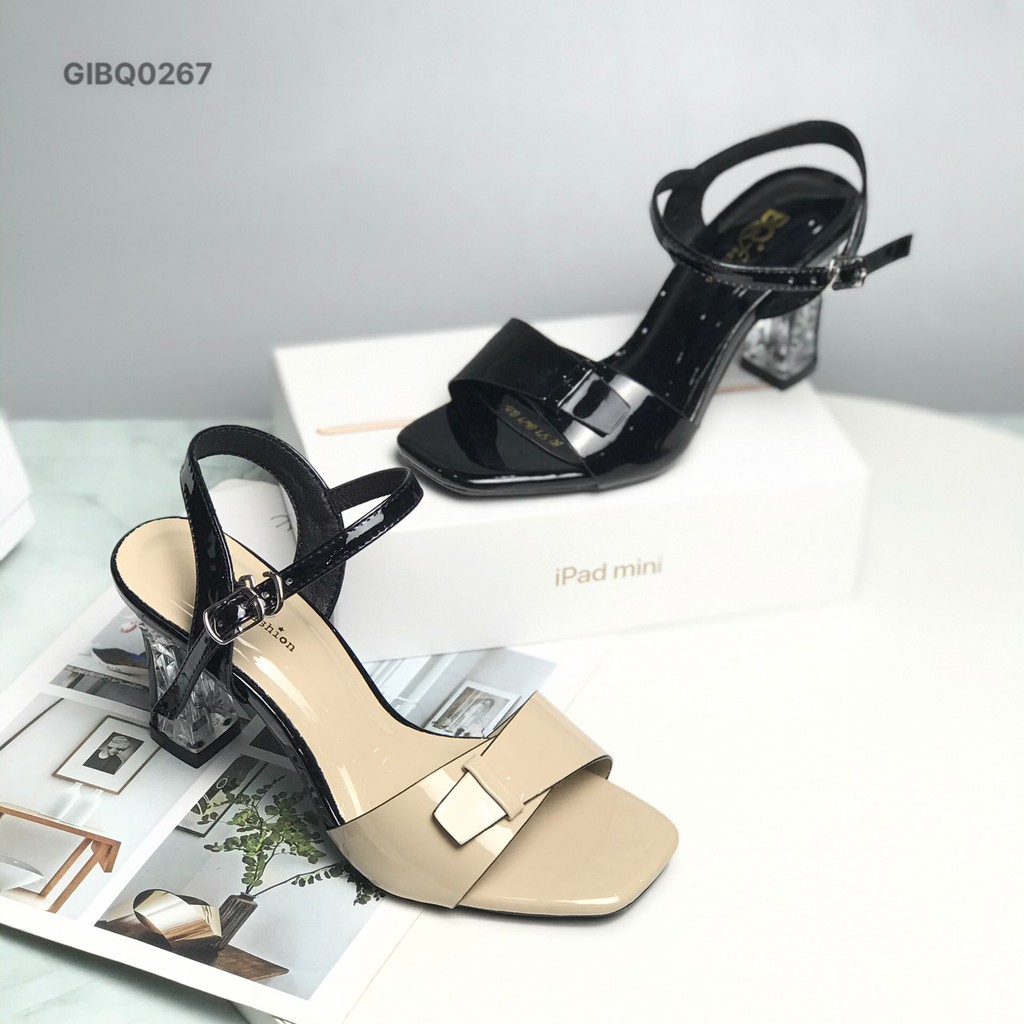 Sandal nữ BQ ❤️FREESHIP❤️ Giày quai hậu cao gót quai bóng đế trong 8.5cm GIBQ0267