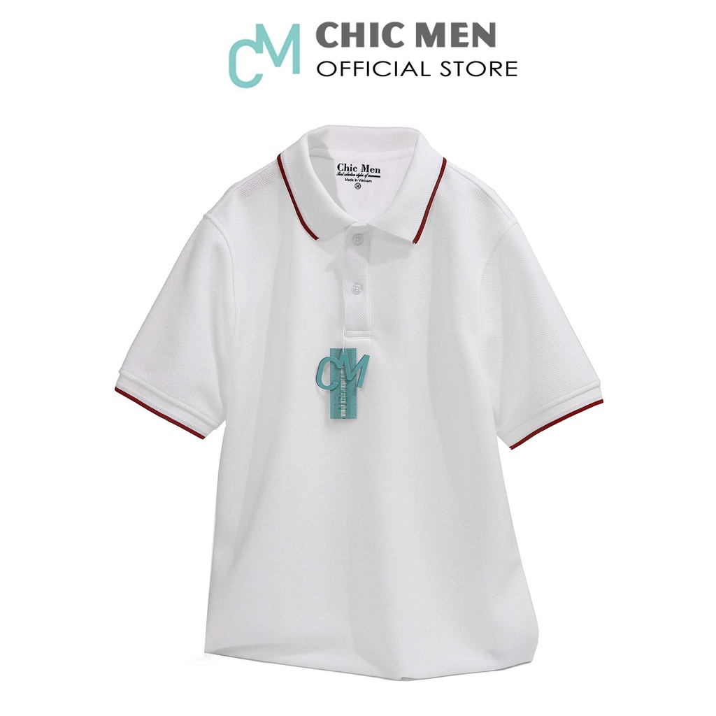 Áo POLO nam cổ trụ, vải INTERLOCK, form regular, bo đỏ- CHICMEN